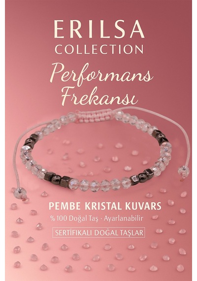 Sertifikalı Performans Frekansı  Bilekliği - Pembe Kristal Çok Renkli