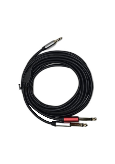 5 Metre 3.5 Mm To 2 X 6.35 Mm Ses Kablosu - Aux To Çivi Jak Mikser Ve Amfi Bağlantı Kablosu