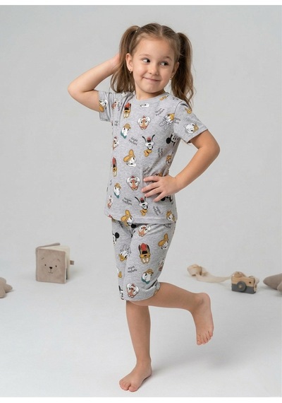 Beka Kids Kız Çocuk Kısa Kollu Ve Şortlu Bisiklet Yaka Rahat Desenli Pijama Takımı Alt-üst Takım Krem