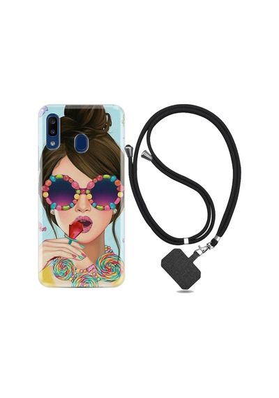 Samsung Uyumlu Galaxy A20S Kılıf Ipli Askılı Sugar And Woman 1418