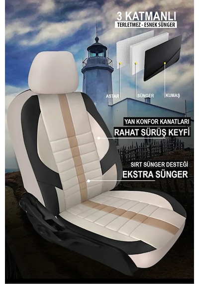 Renault Megane 2000 2020 .sinop. Serisi Velur Kumaş Bej Oto Kılıfı Tam Set Tam