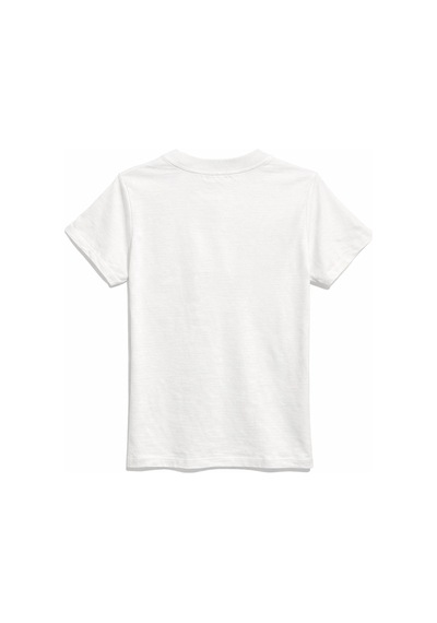 Mixray 2079 Kadın Pamuk Baskılı Bisiklet Yaka Basic T-shirt Beyaz