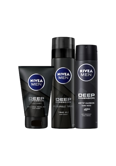 Nivea Men Deep Sakal Ve Yüz Jeli 100 ML + Tıraş Jeli 200 ML + Sprey Deodorant 150 ML