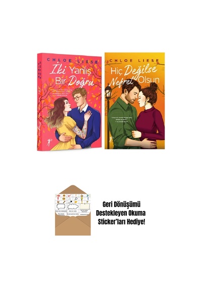 2 Kitap Set / İki Yanlış Bir Doğru + Hiç Değilse Nefret Olsun + Okuma Sticker'ları