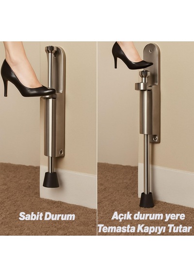 Basamaklı Kapı Stoperi Saten Kapı Tutucu Kaymaz Dayanıklı Malzeme Pratik Ev Ofis Kullanımına Uygun