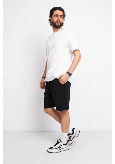 Unisex Pamuklu Rahat Penye Şort Siyah