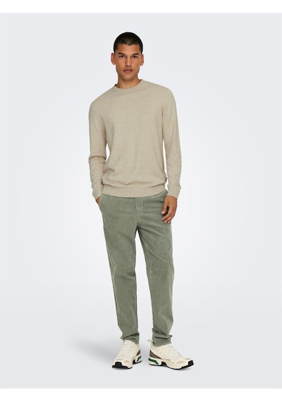 Only & Sons Onslouı Reg 12 Mel Crew Knıt Noos Erkek Bej Kazak - 22029951 Bej