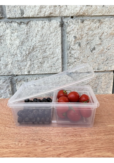 Saklama İki Bölmeli 1.5 L Saklama Kabı 10'lu