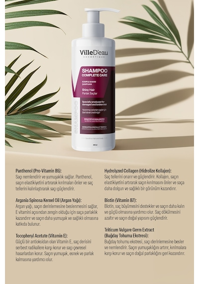 Villed'eau Yıpranmış ve Kırılan Saç İçin Komple Bakım Şampuan 400 ML