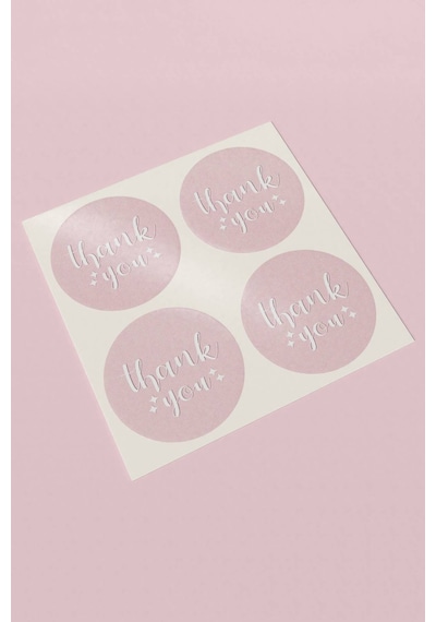90 Adet Thank You Teşekkür Etiketi Pembe Beyaz 3x3cm St2032 Çok Renkli