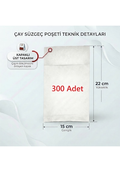 300 Adet Endüstriyel Demlik İçi Çay Filtresi Körüklü Kapaklı Çay Süzgeci Boş Demlik Poşeti Bonesi 15x22 Cm Bitki Kış Çay Demleme