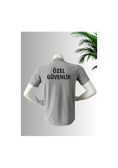 Özel Güvenlik Baskılı %100 Pamuklu Standart Tişört Gri