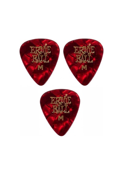 Ernie Ball P09166 Pearloid Medium Kırmızı Gitar Pena 3 Adet 0,72mm