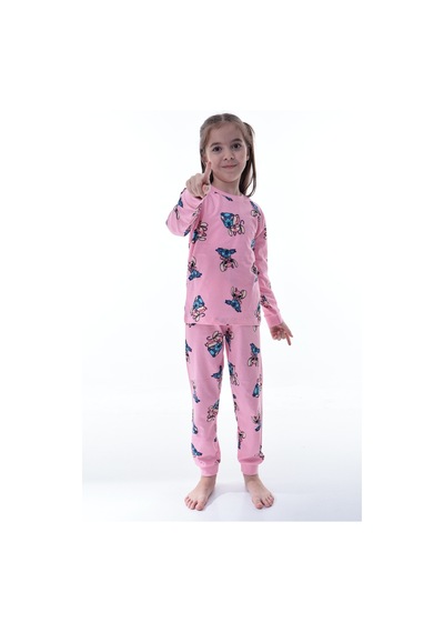 Çizgi Film Karakterli Kız Çocuk Pijama Takımı %100 Pamuk Rahat Ve Yumuşak Kumaş Pembe