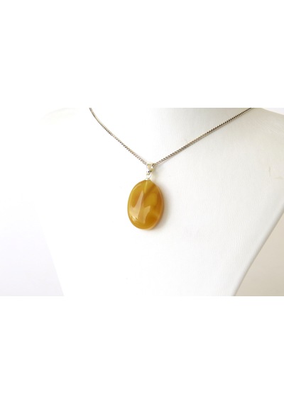 Ambergold Kehribar Gümüş Kolye Ucu Damla Kehribardan Kly0554