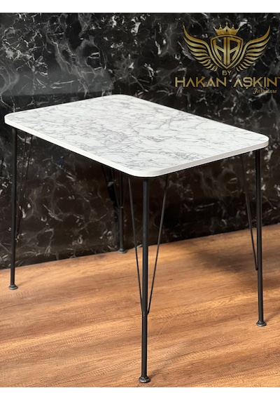 By Hakan Aşkın Siyah Metal Ayaklı 60x90 Cm Tek Masa Parlak White Marble 2023 Mutfak - Balkon - Çalışma Masası Parlak Beyaz Mermer Desen By Hakan Aşkın Siyah Metal Ayaklı 60x90 Cm Tek Masa Parlak White Marble 2023 Mutfak - Balkon - Çalışma Masası Parlak Beyaz Mermer Desen