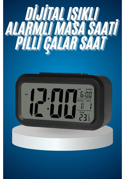 Işıklı Dereceli Masa Ofis Saati Alarmlı Termometre Iıııııı4-658d2 Diğer