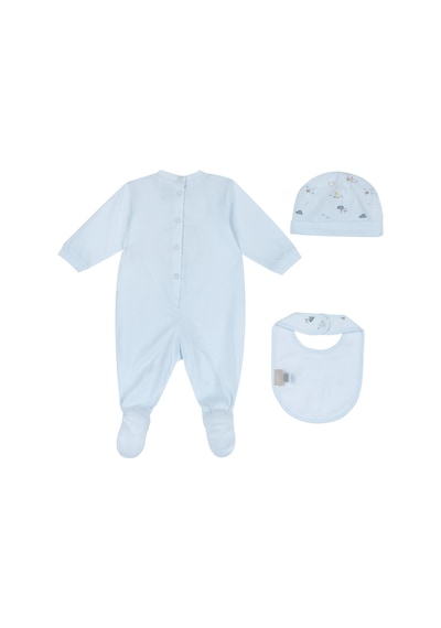 Chicco Kız Bebek Tulum, Şapka Ve Önlük Hediye Seti 09102093000000 000021 Mavi