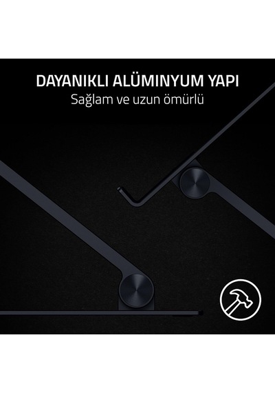 Adjustable Laptop Stand - 18 İnç'e Kadar Dizüstü Bilgisayarlar İçin Üretilmiş Ergonomik Yüksekliği Ayarlanabilir Dizüstü Bilgisayar Standı Alüminyum Siyah