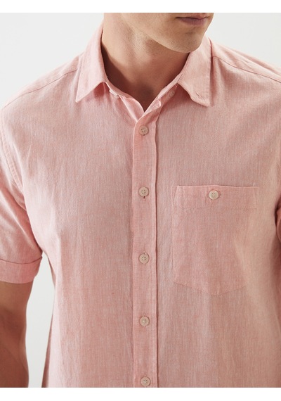 Lcwaıkıkı Classic Pembe Regular Fit Keten Karışımlı Erkek Gömlek