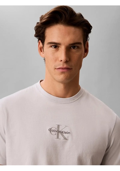 Calvin Klein Ss 30s Mıcro Monologo Gri Erkek Tişört