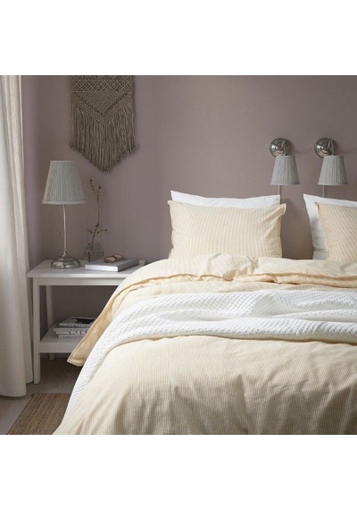 Ikea Bergpalm Çift Kişilik Nevresim Takımı 220 X 240 Cm Sarı - Beyaz