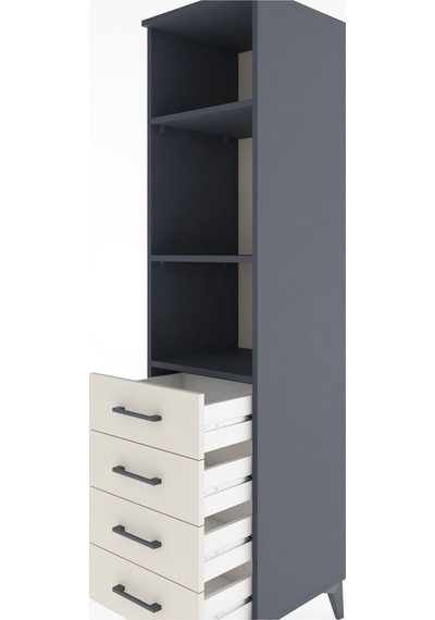 Hyperion Dolap 3 Raflı 4 Çekmeceli 44x44x182 Antrasit-aytaşı Antrasit