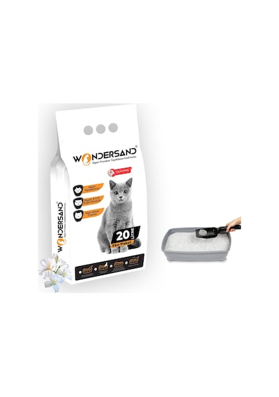 Wondersand Çiçek Kokulu Topaklaşan İnce Beyaz Bentonit Kedi Kumu 20 L