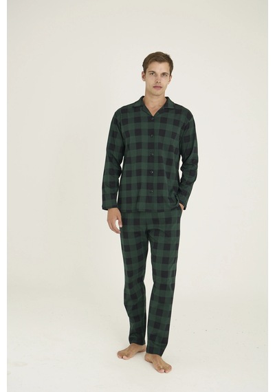 Kocabey 9209 Erkek Apaj Yaka Pijama Takım Yeşil
