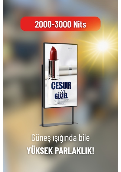 Ayaklı Digital Signage  Ekranı 2000-30000 Nıt Yüksek Parlaklık Full Hd 7/24 Reklam Ekranı 43 İnç