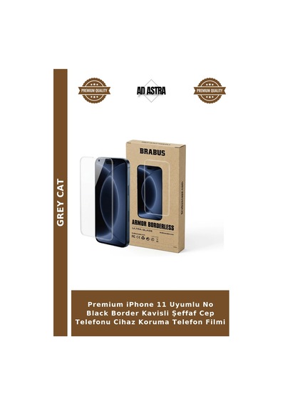Premium Apple iPhone 11 Uyumlu No Black Border Kavisli Şeffaf Cep Telefonu Cihaz Koruma Telefon Filmi