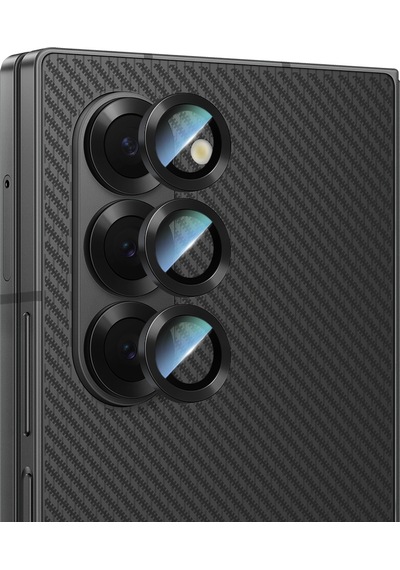 Galaxy Z Fold 6 Uyumlu Caseworld Alloy Serisi Oleofobik Anti Reflective Kamera Lens Koruyucu Siyah