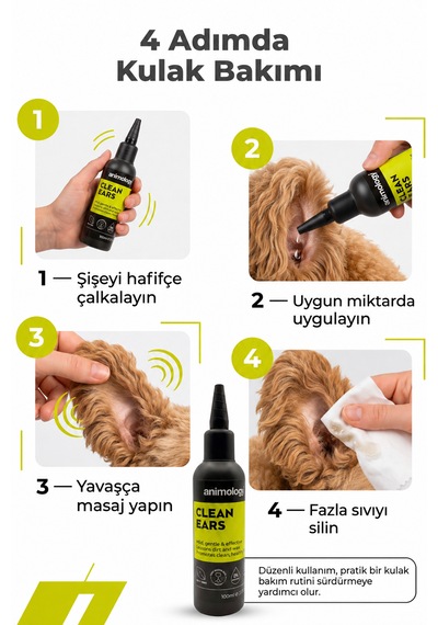 Animology Clean Ears Köpekler İçin Kulak Kiri Temizleyici Bakım Losyonu 100 Ml