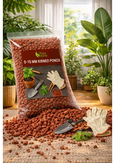5-15 Mm Kırmızı Pomza Taşı Saksı Bitkileri İçin Drenaj Ve Havalandırma Sağlayan Premium Pomza 5 Lt