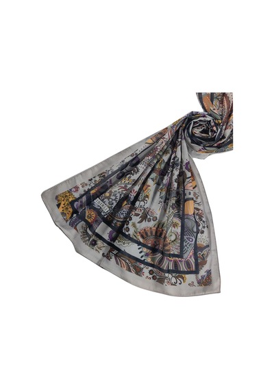 Mim Eşarp Mısırlı Eşarp Etnik Desenli Pamuklu Şal 75x190 Cm Açık Taş