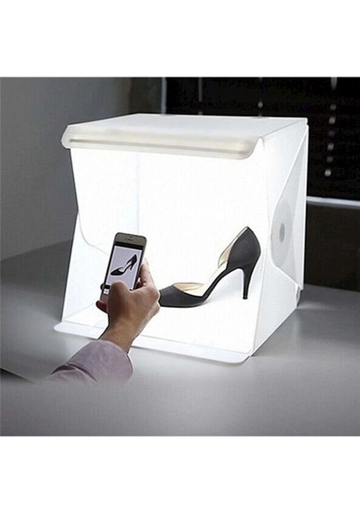 Just Cheap Store 20 X 20 Cm Profesyonel Stüdyo Led Işıklı Çift Sıra Ürün Fotoğraf Çekim Çadırı