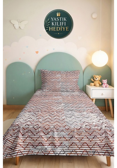 Geometrik Kiremit Genç Odası Tek Kişilik Pike Takımı - Modern Gri 160x220 Cm Kapitone Yatak Örtüsü Kışlık Dere Nüansı