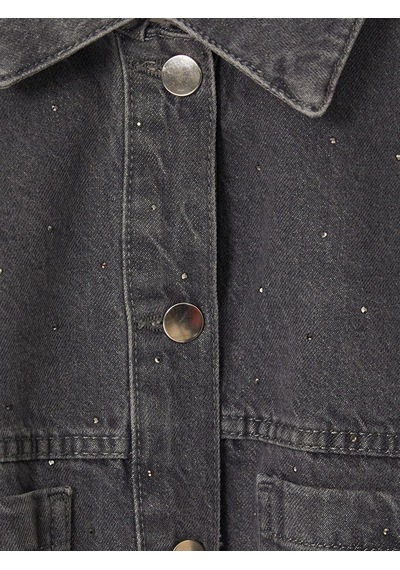 Lcw Comfort Gri Taşlı Kadın Jean Gömlek Tunik