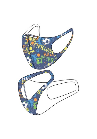 Blackspade 90023 Futbol Desenli Yıkanabilir Kumaş Çocuk Maskesi 7 - 12 Yaş