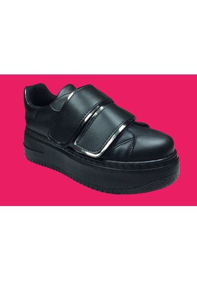 Womenly Moda 2001 Siyah Cırtlı Kadın Sneaker Spor Ayakkabı Siyah