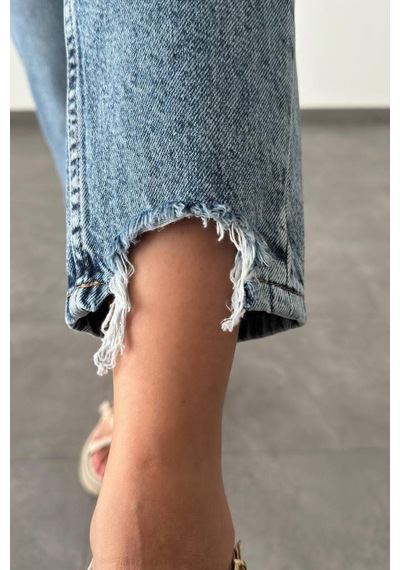 Lacarino 7609 Mom Fıt Kadın Jean Pantolon Blue