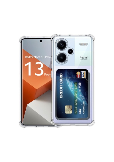 Note 13 Pro Plus Kılıf Kart Şeffaf Silikon - Şeffaf