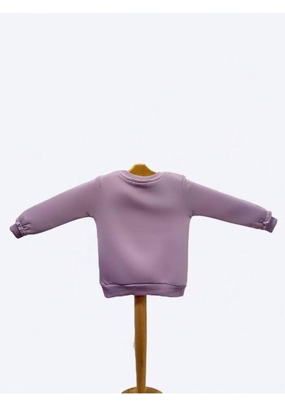 Cantoy Kız Çocuk Motif Desenli Şardonlu 3 İplik Sweatshirt-15459 Lila