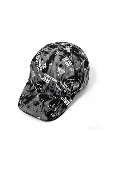 Valkyrie Unisex Siyah Grafiti Desenli Şapka Ayarlanabilir Baseball Cap Hip Hop Streetwear Spor Kep