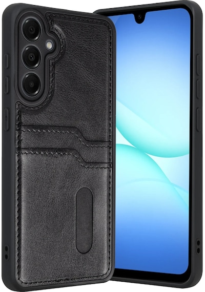 Samsung Galaxy  Uyumlu - A57 5g Sara Kartvizitli Deri Kılıf - Siyah