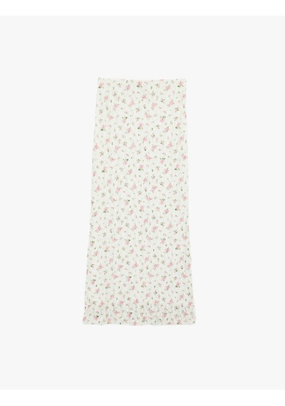 Koton Slim Fit Çiçekli Midi Dantel Beyaz Kadın Etek 6sak10027uk Beyaz