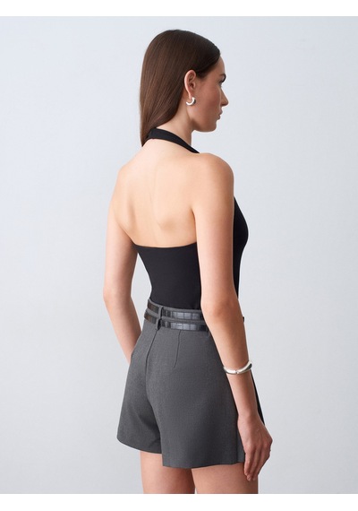 Dilvin 32726 Halter Yaka Top-siyah