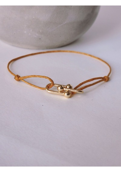Eva Takı Tiffany Model Deri İpli El Yapımı Gold Hardal Camel Renkli Bileklik Sarı