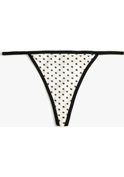 Koton String Külot Yıldız Baskılı Siyah Desenli 4slk30043mk Siyah