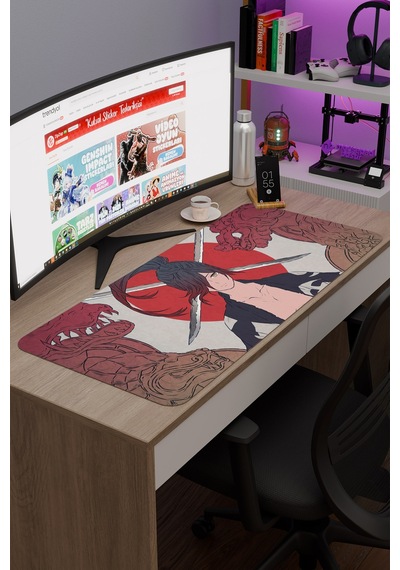Dororo Anime V1 - 90x40 Xxl Gaming Kauçuk Kaymaz Taban Mouse Pad Fare Altlığı